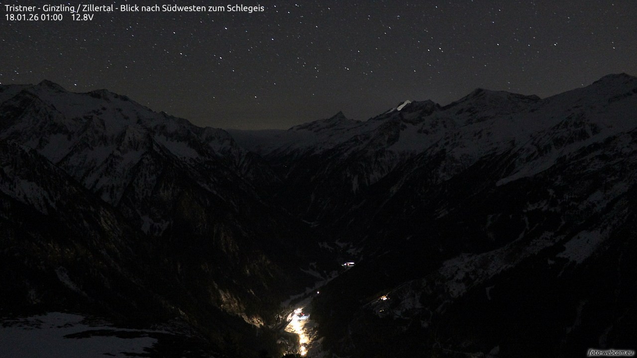 Archiv Foto Webcam Tristner/ Zillertal - Blick zum Grinberg
