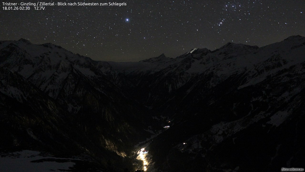 Archiv Foto Webcam Tristner/ Zillertal - Blick zum Grinberg