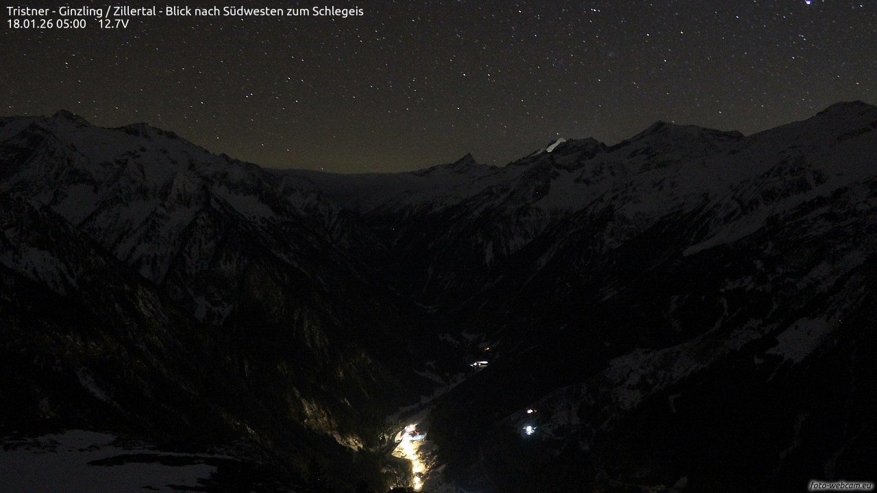 Archiv Foto Webcam Tristner/ Zillertal - Blick zum Grinberg