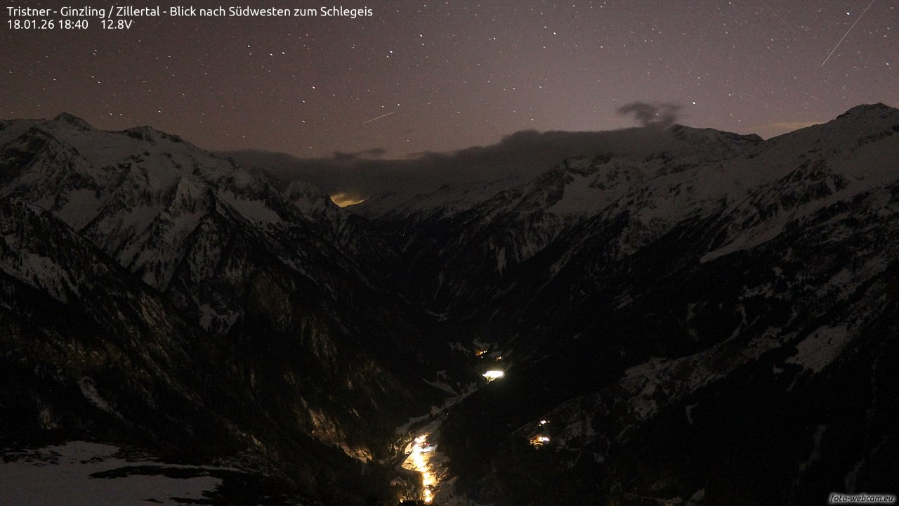 Archiv Foto Webcam Tristner/ Zillertal - Blick zum Grinberg
