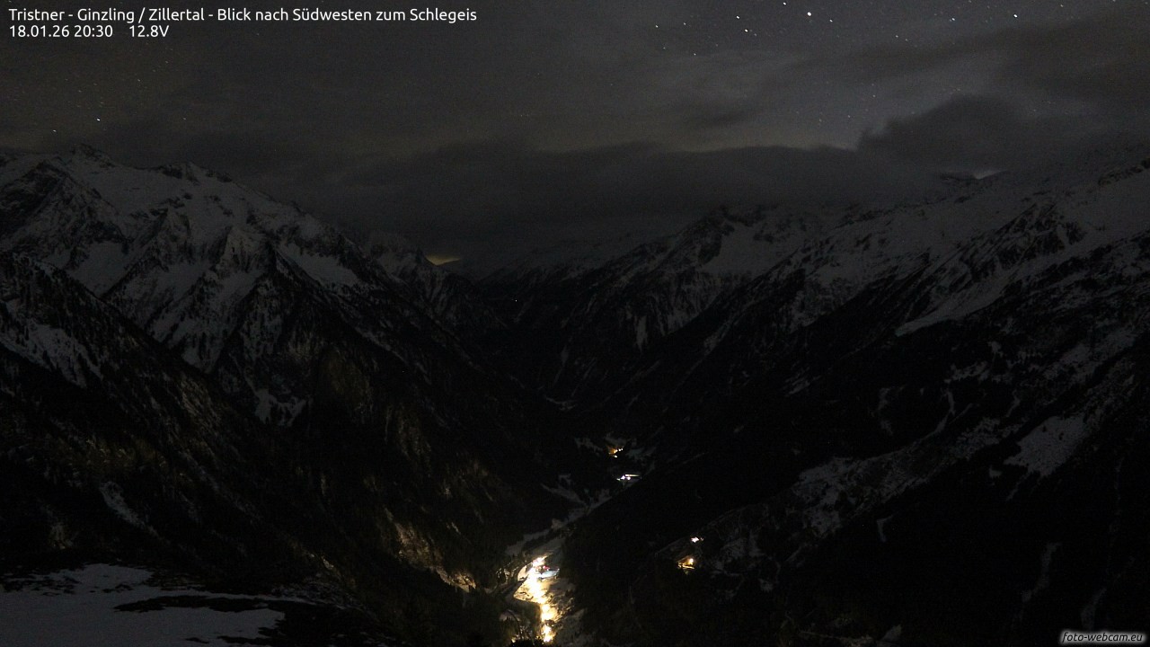 Archiv Foto Webcam Tristner/ Zillertal - Blick zum Grinberg