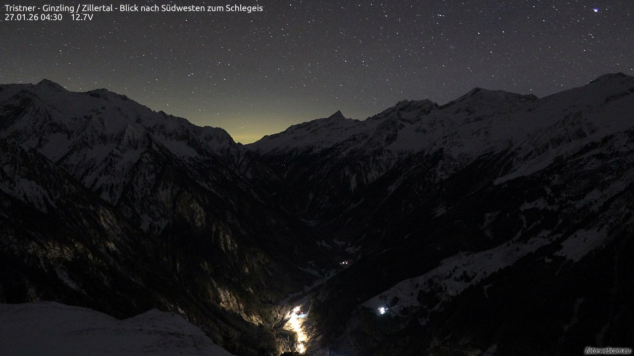 Archiv Foto Webcam Tristner/ Zillertal - Blick zum Grinberg
