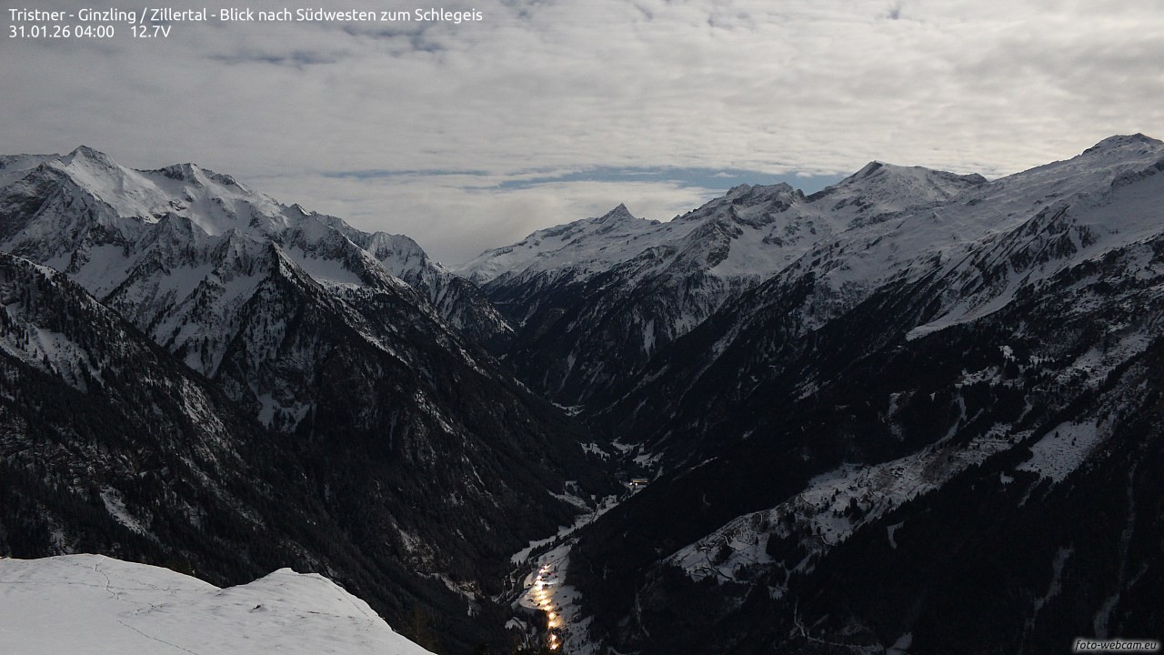 Archiv Foto Webcam Tristner/ Zillertal - Blick zum Grinberg