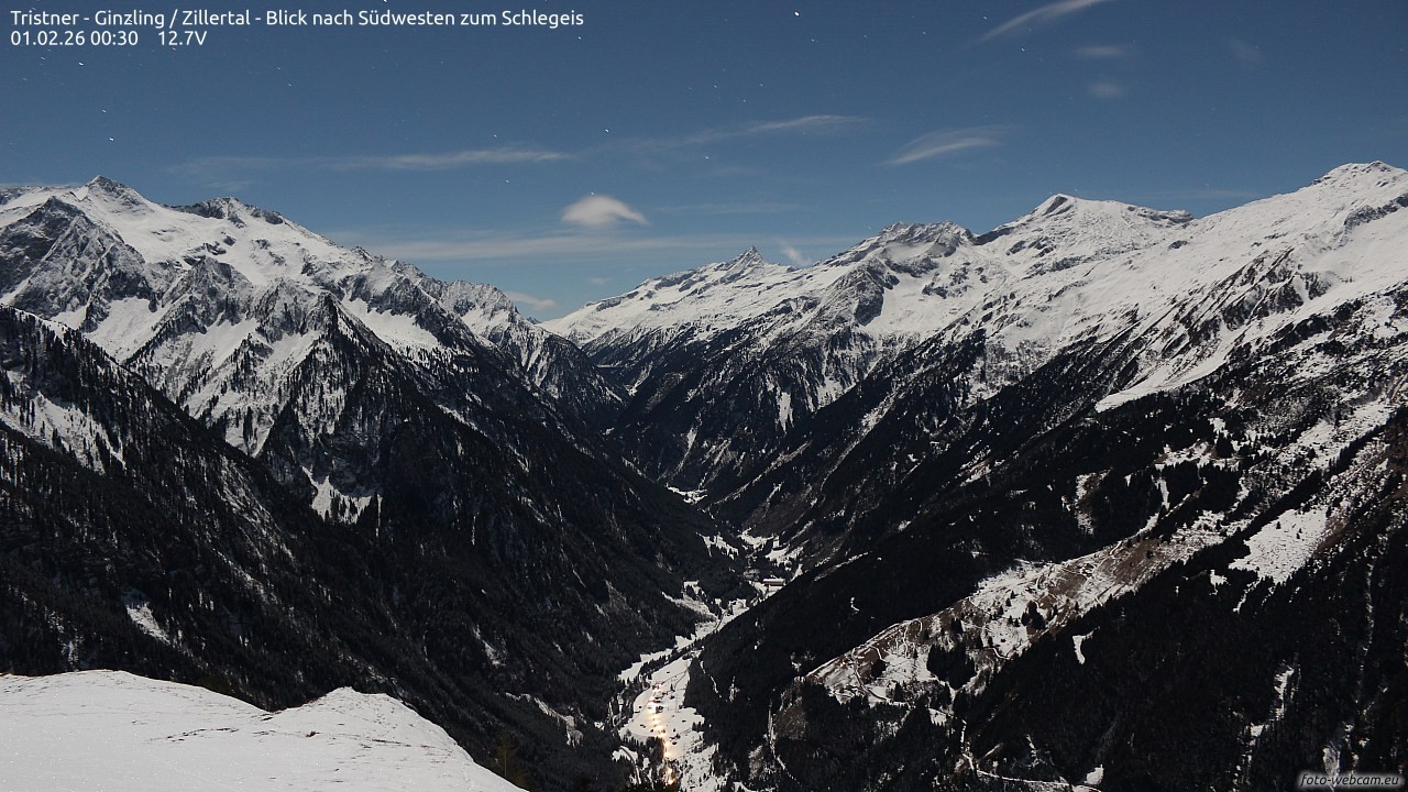 Archiv Foto Webcam Tristner/ Zillertal - Blick zum Grinberg