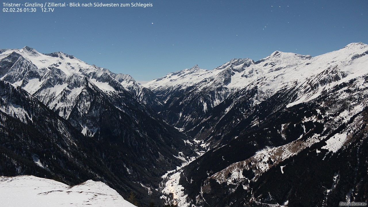 Archiv Foto Webcam Tristner/ Zillertal - Blick zum Grinberg