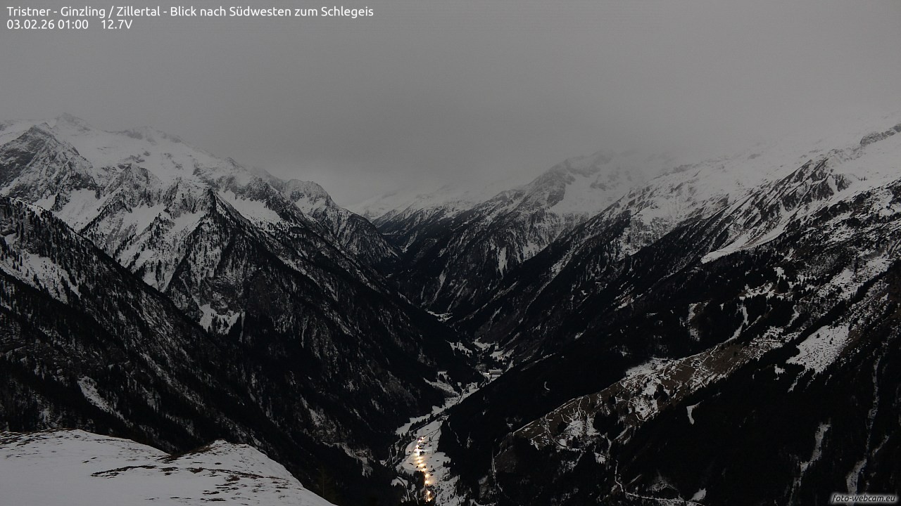 Archiv Foto Webcam Tristner/ Zillertal - Blick zum Grinberg