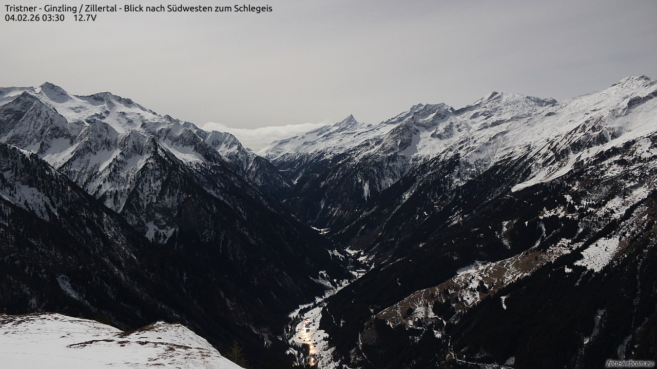 Archiv Foto Webcam Tristner/ Zillertal - Blick zum Grinberg