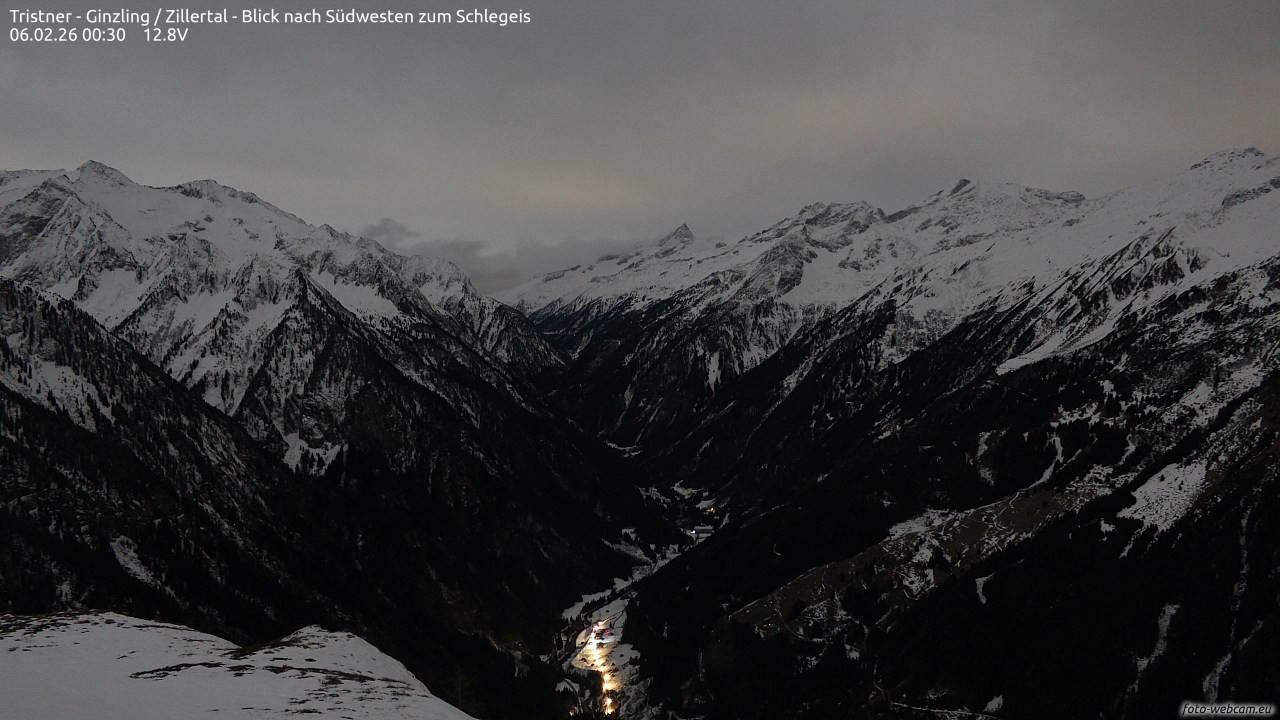 Archiv Foto Webcam Tristner/ Zillertal - Blick zum Grinberg