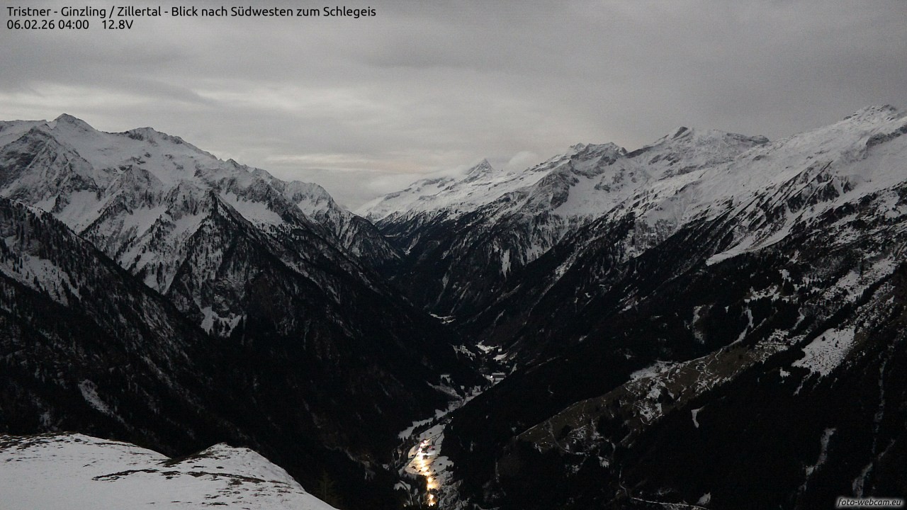 Archiv Foto Webcam Tristner/ Zillertal - Blick zum Grinberg