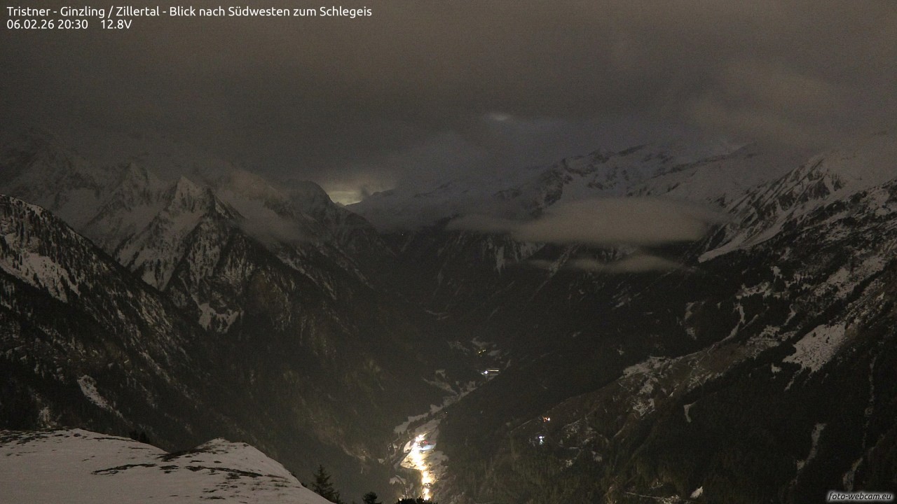 Archiv Foto Webcam Tristner/ Zillertal - Blick zum Grinberg