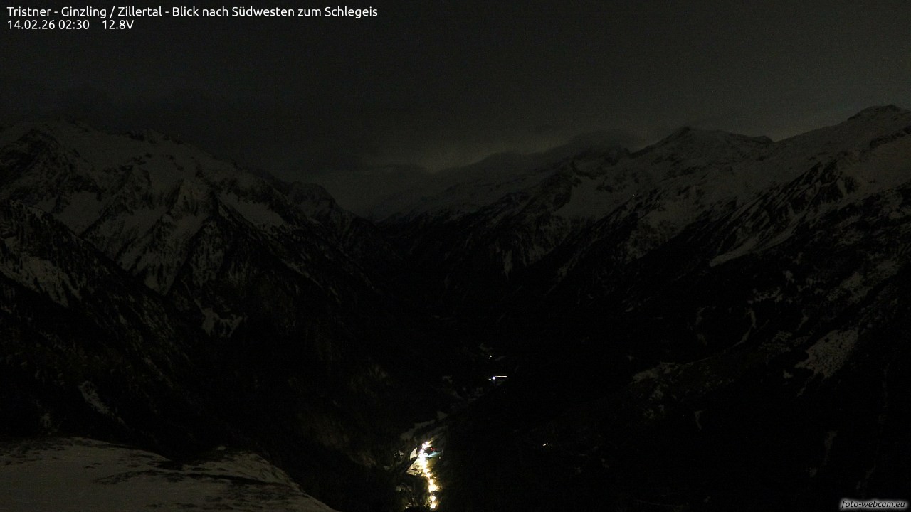 Archiv Foto Webcam Tristner/ Zillertal - Blick zum Grinberg