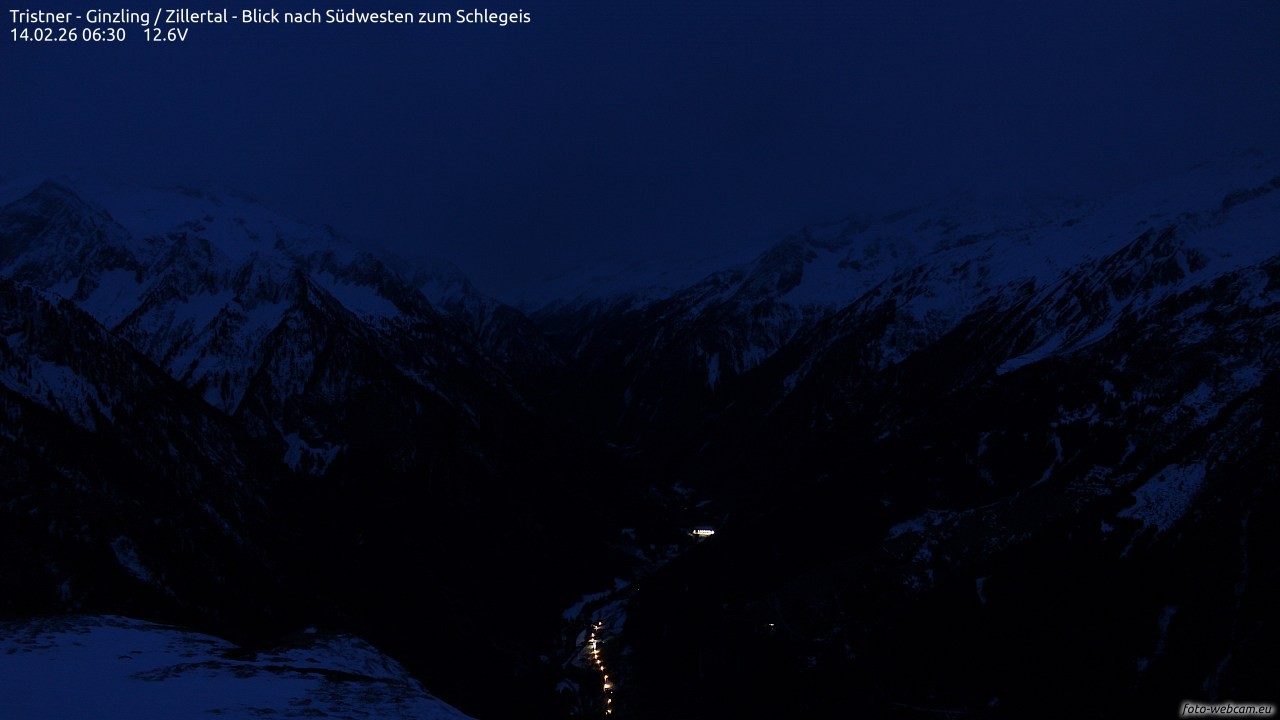 Archiv Foto Webcam Tristner/ Zillertal - Blick zum Grinberg