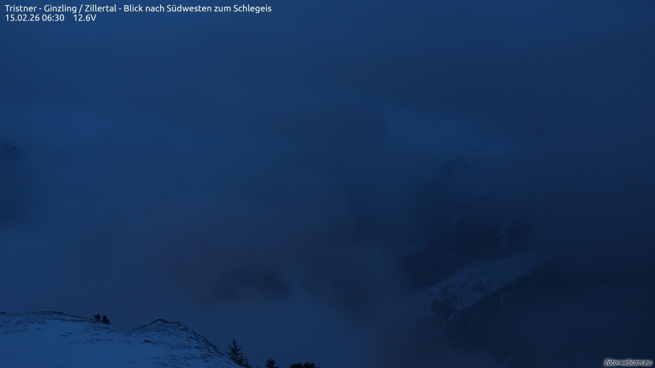 Archiv Foto Webcam Tristner/ Zillertal - Blick zum Grinberg