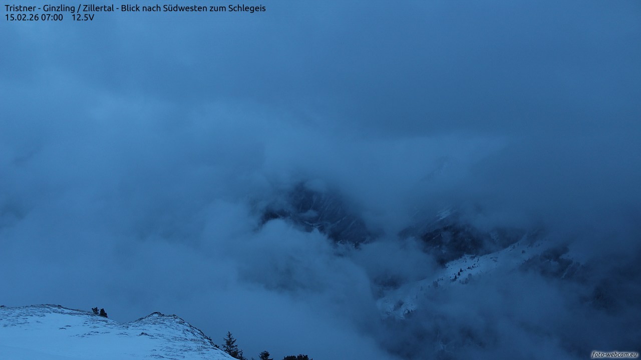 Archiv Foto Webcam Tristner/ Zillertal - Blick zum Grinberg