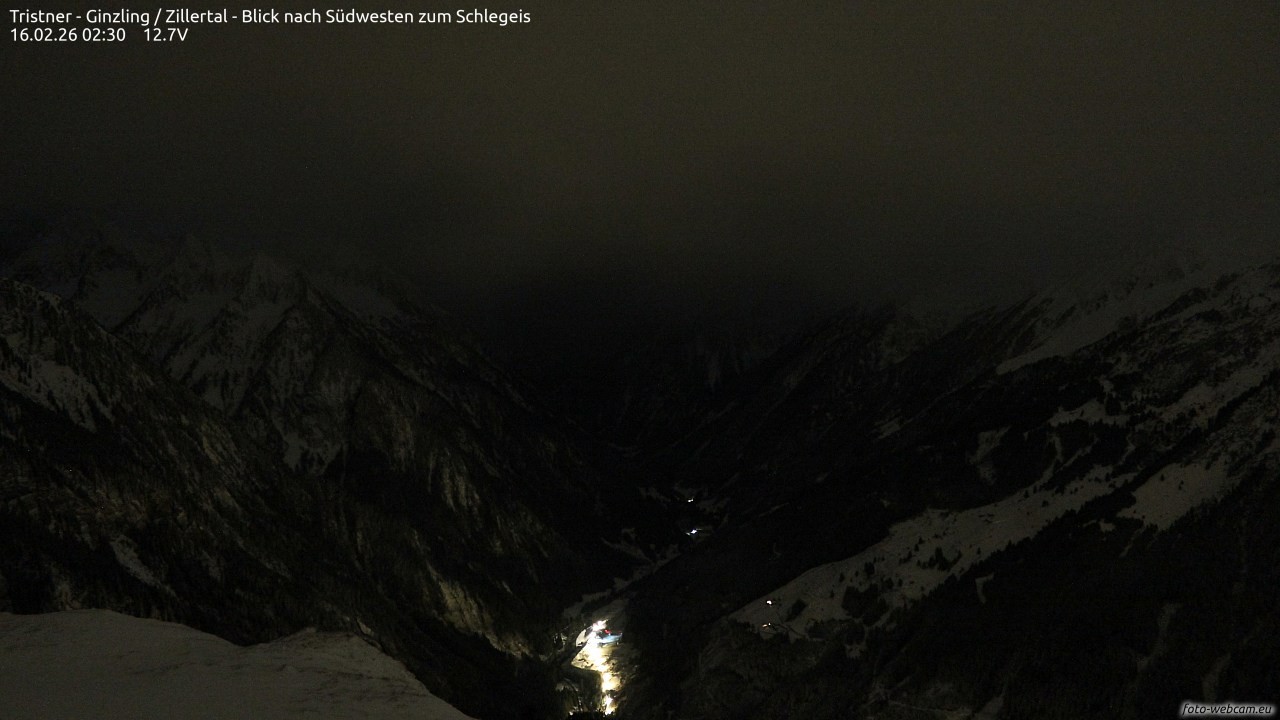 Archiv Foto Webcam Tristner/ Zillertal - Blick zum Grinberg