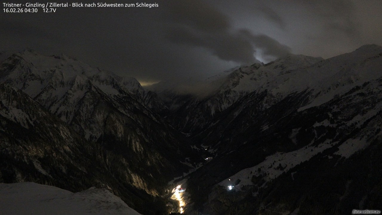 Archiv Foto Webcam Tristner/ Zillertal - Blick zum Grinberg