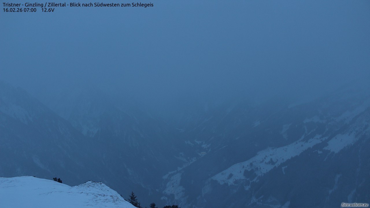 Archiv Foto Webcam Tristner/ Zillertal - Blick zum Grinberg