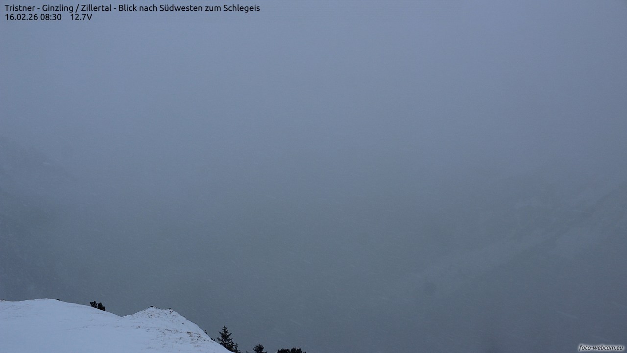 Archiv Foto Webcam Tristner/ Zillertal - Blick zum Grinberg
