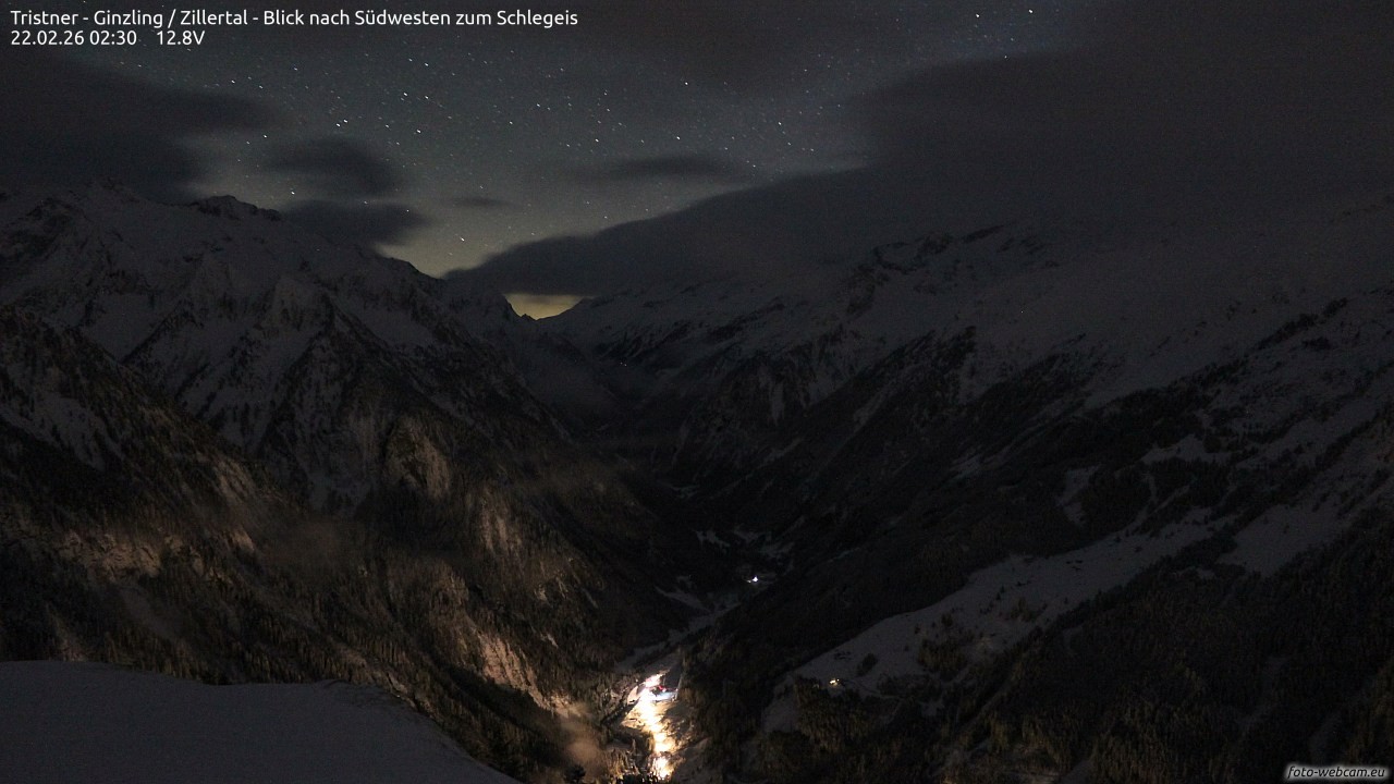 Archiv Foto Webcam Tristner/ Zillertal - Blick zum Grinberg