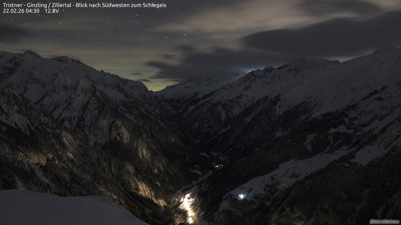 Archiv Foto Webcam Tristner/ Zillertal - Blick zum Grinberg