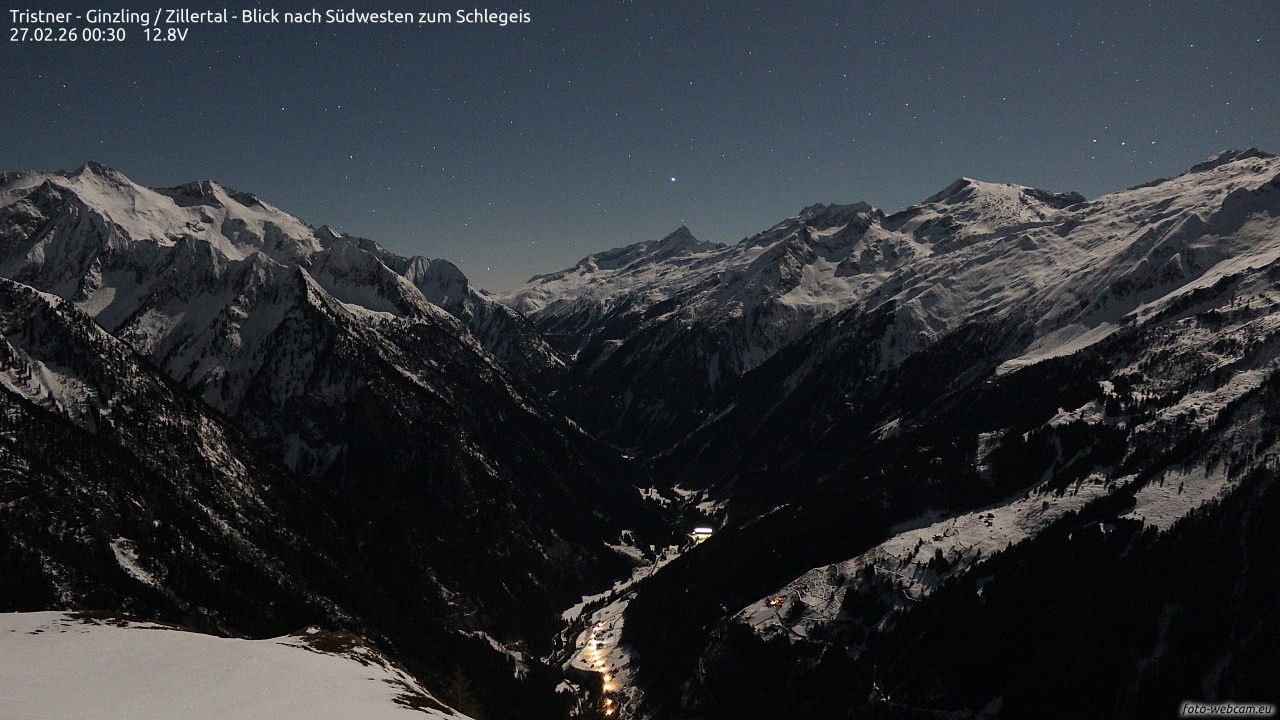 Archiv Foto Webcam Tristner/ Zillertal - Blick zum Grinberg