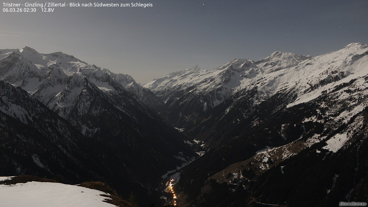 Archiv Foto Webcam Tristner/ Zillertal - Blick zum Grinberg
