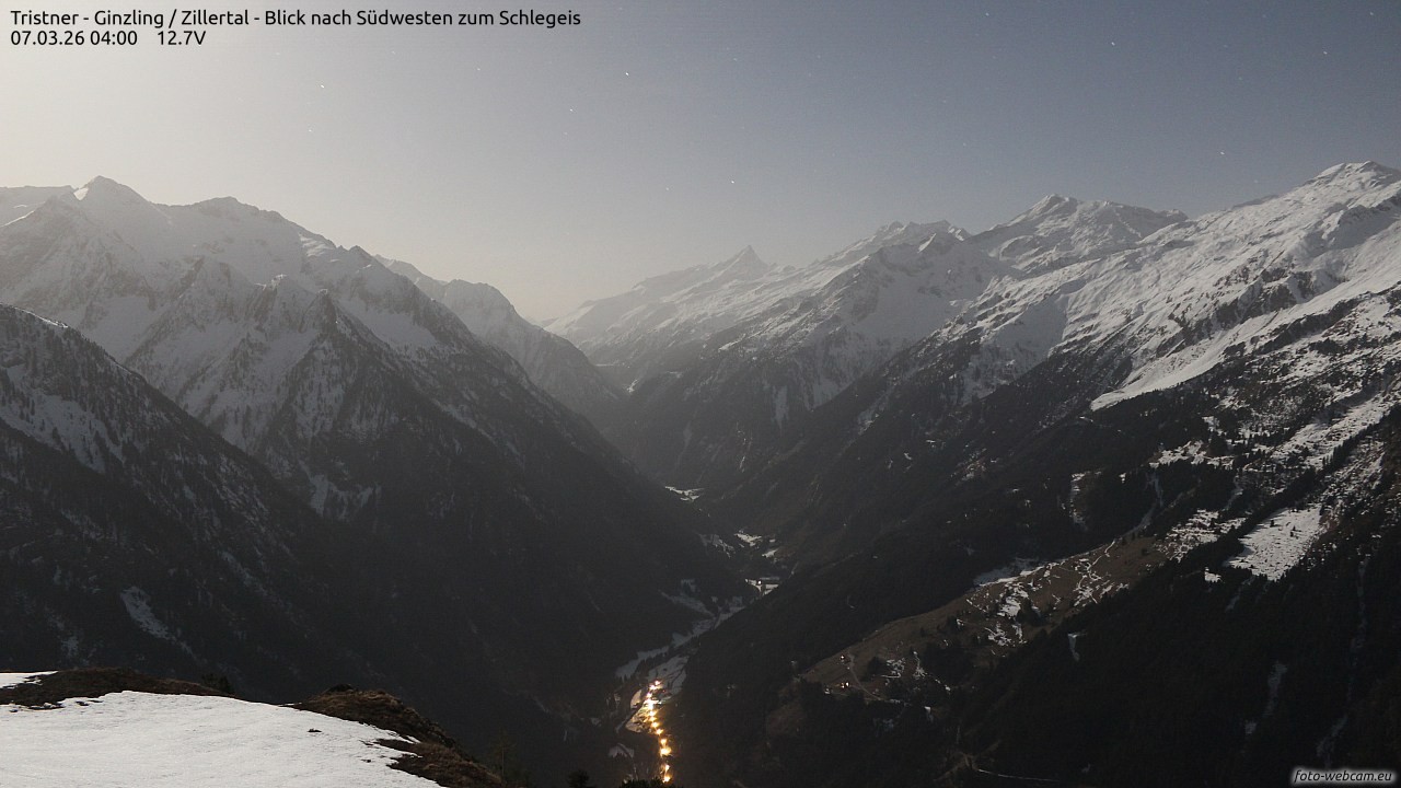 Archiv Foto Webcam Tristner/ Zillertal - Blick zum Grinberg