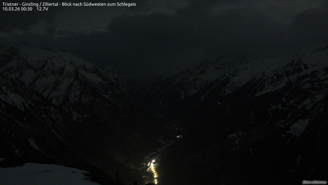 Archiv Foto Webcam Tristner/ Zillertal - Blick zum Grinberg