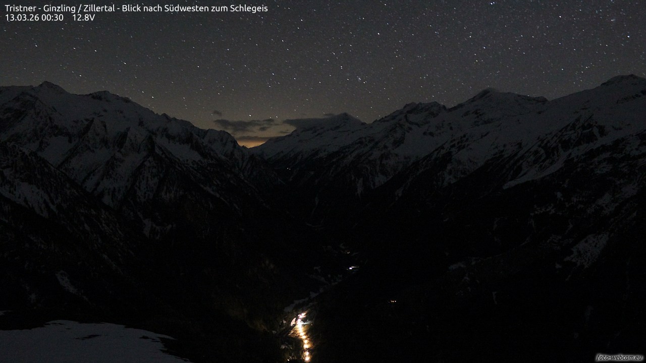 Archiv Foto Webcam Tristner/ Zillertal - Blick zum Grinberg