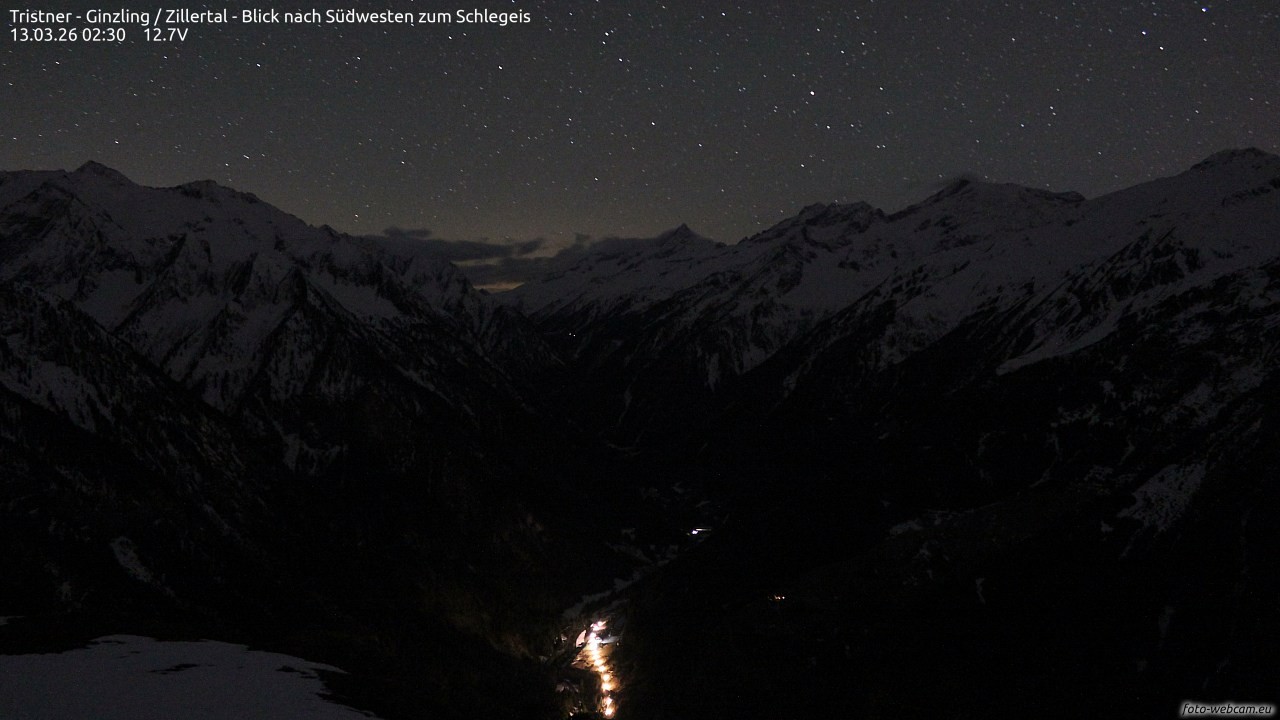 Archiv Foto Webcam Tristner/ Zillertal - Blick zum Grinberg