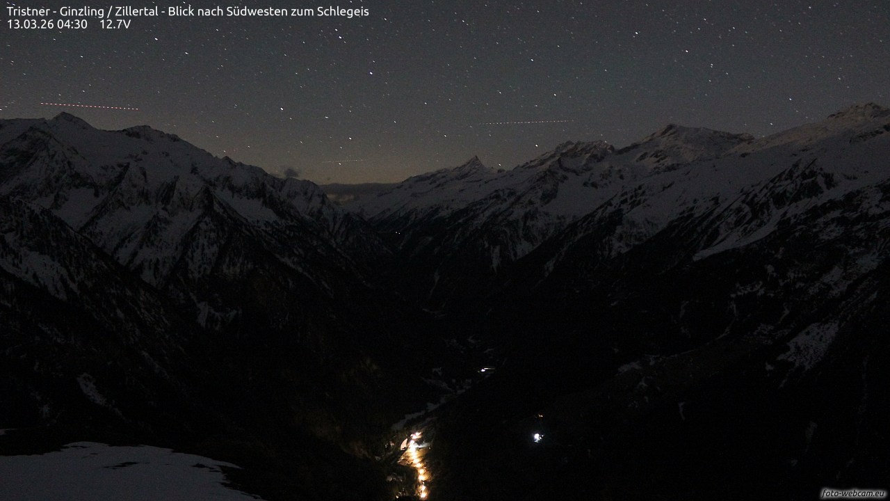Archiv Foto Webcam Tristner/ Zillertal - Blick zum Grinberg