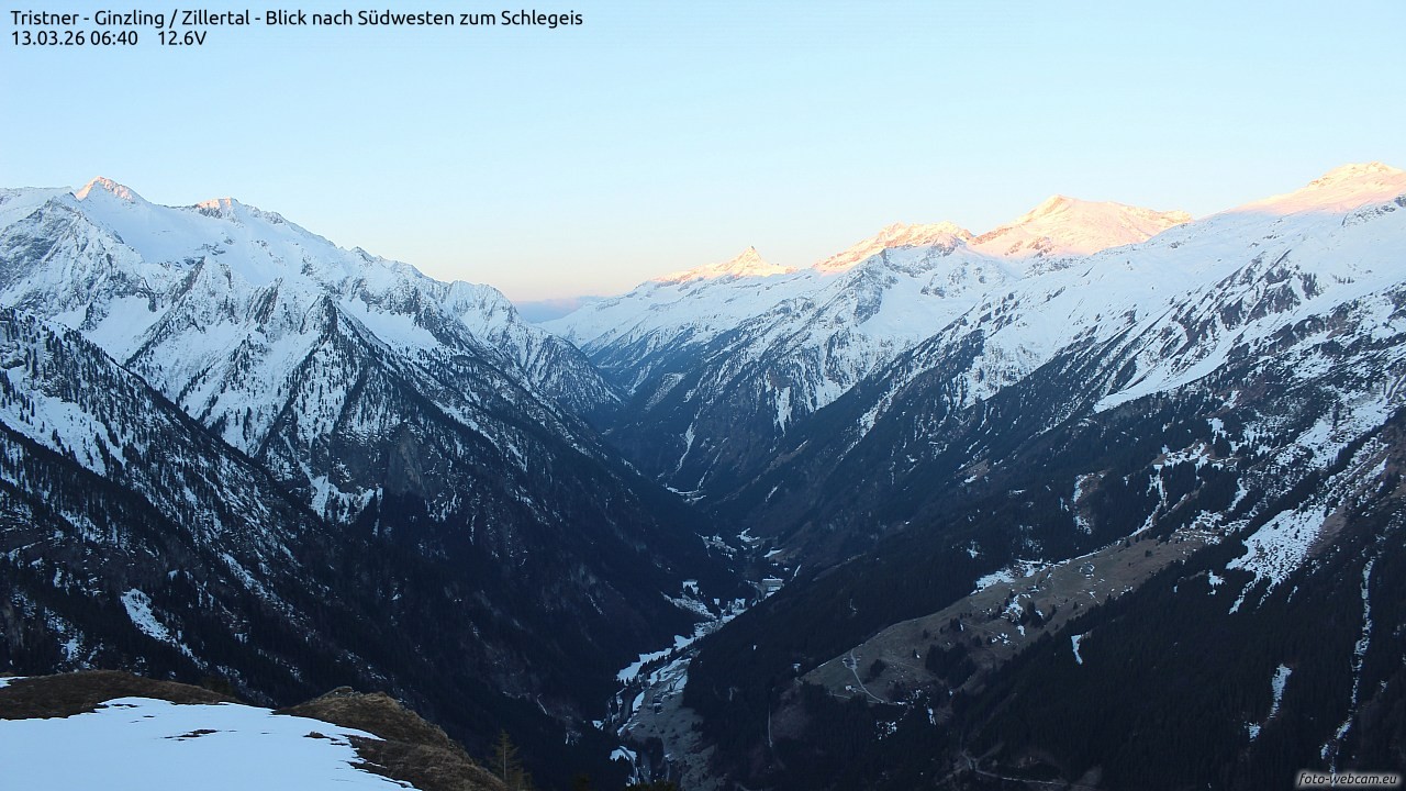 Archiv Foto Webcam Tristner/ Zillertal - Blick zum Grinberg