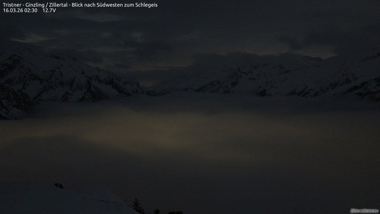 Archiv Foto Webcam Tristner/ Zillertal - Blick zum Grinberg