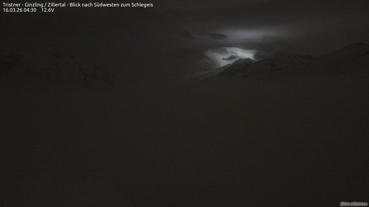Archiv Foto Webcam Tristner/ Zillertal - Blick zum Grinberg