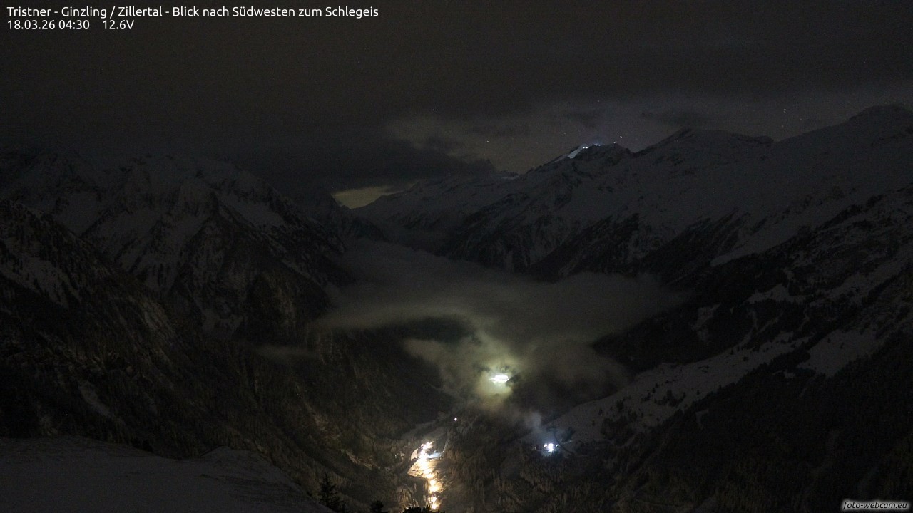 Archiv Foto Webcam Tristner/ Zillertal - Blick zum Grinberg
