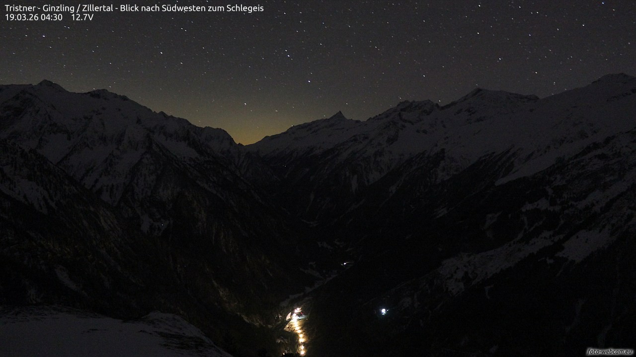 Archiv Foto Webcam Tristner/ Zillertal - Blick zum Grinberg