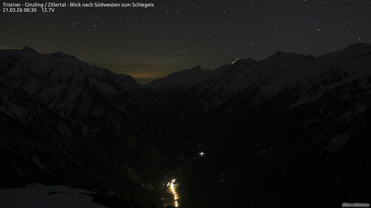Archiv Foto Webcam Tristner/ Zillertal - Blick zum Grinberg