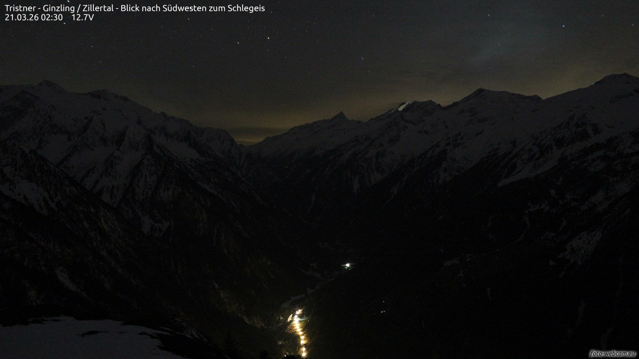 Archiv Foto Webcam Tristner/ Zillertal - Blick zum Grinberg