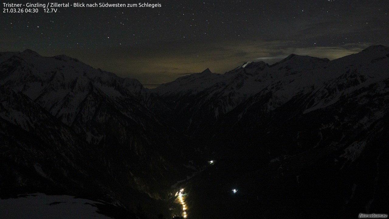Archiv Foto Webcam Tristner/ Zillertal - Blick zum Grinberg