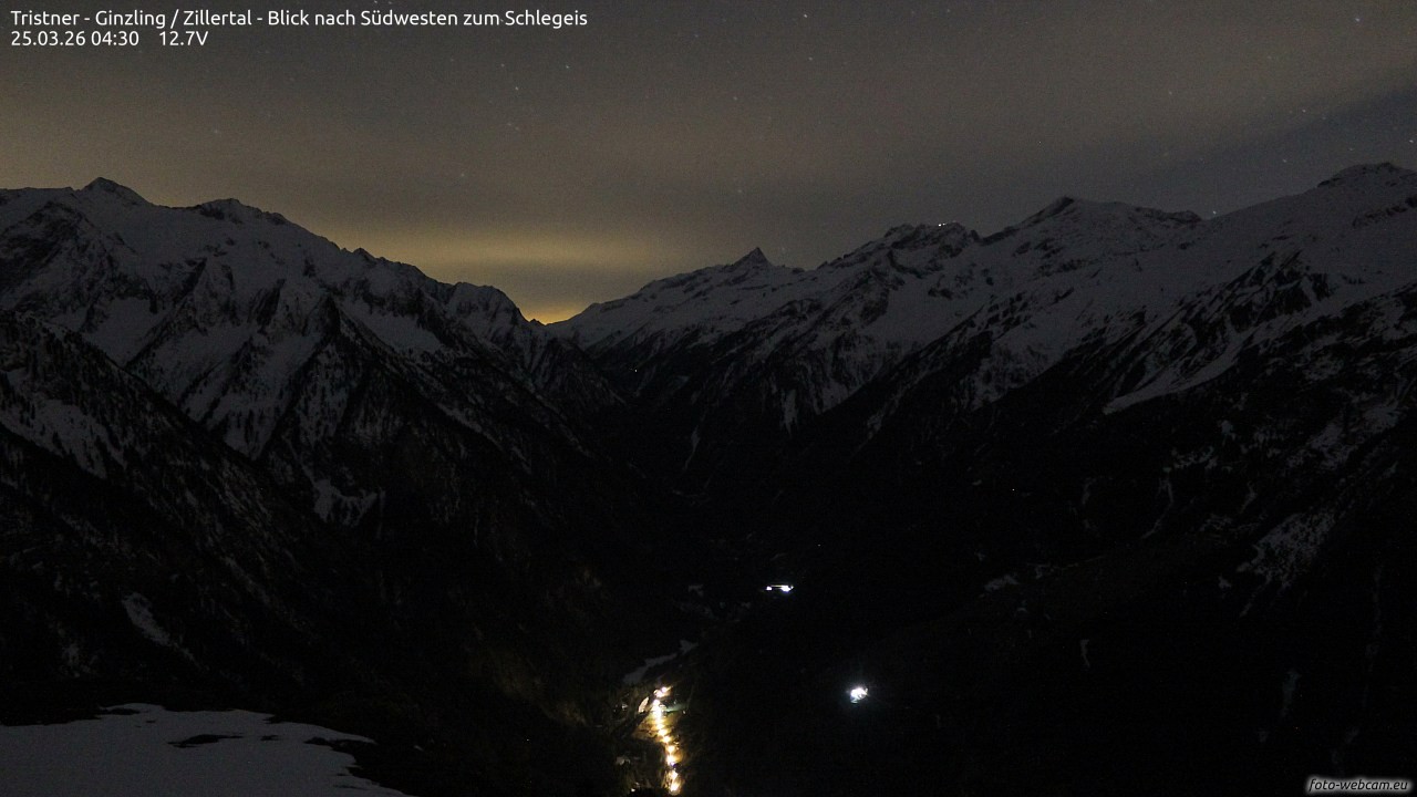 Archiv Foto Webcam Tristner/ Zillertal - Blick zum Grinberg