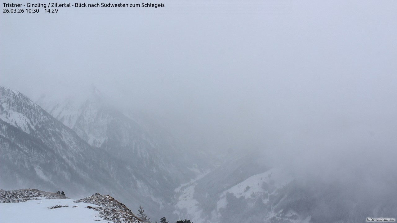 Archiv Foto Webcam Tristner/ Zillertal - Blick zum Grinberg