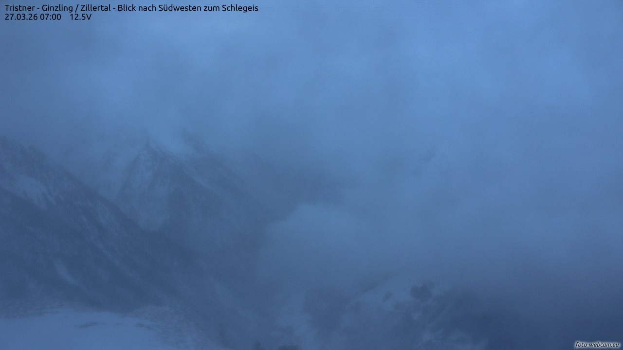 Archiv Foto Webcam Tristner/ Zillertal - Blick zum Grinberg