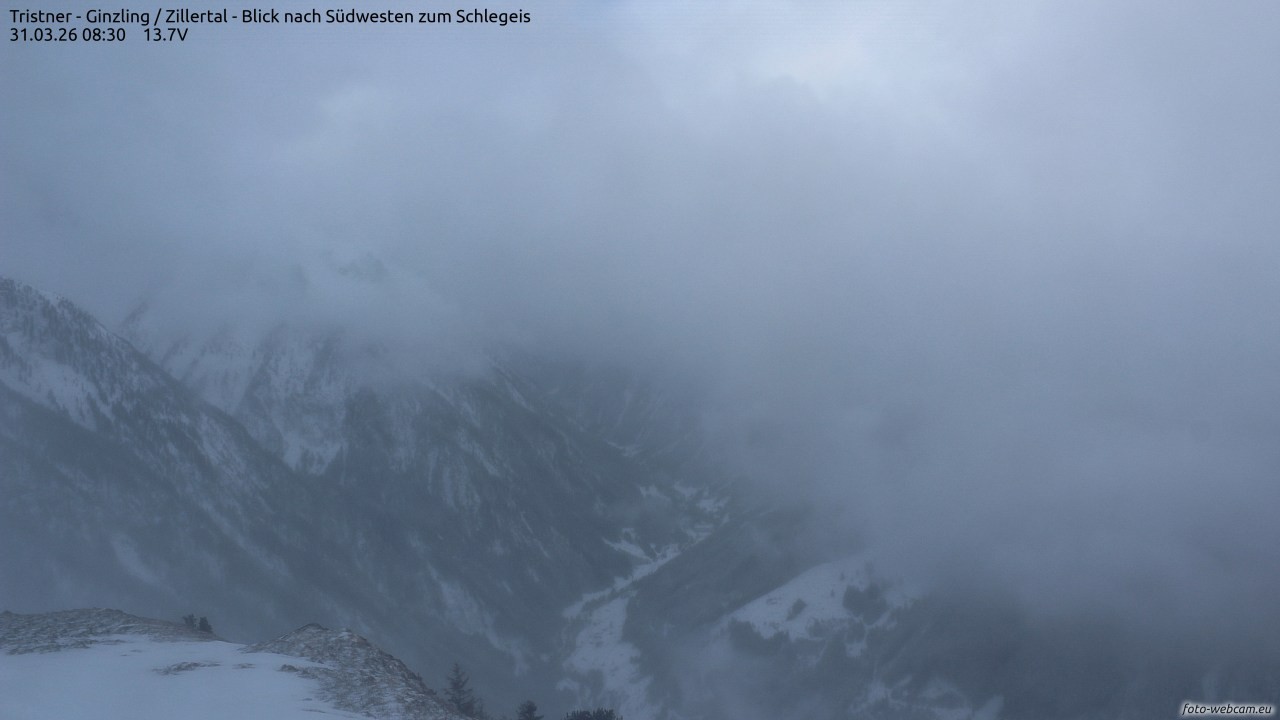Archiv Foto Webcam Tristner/ Zillertal - Blick zum Grinberg
