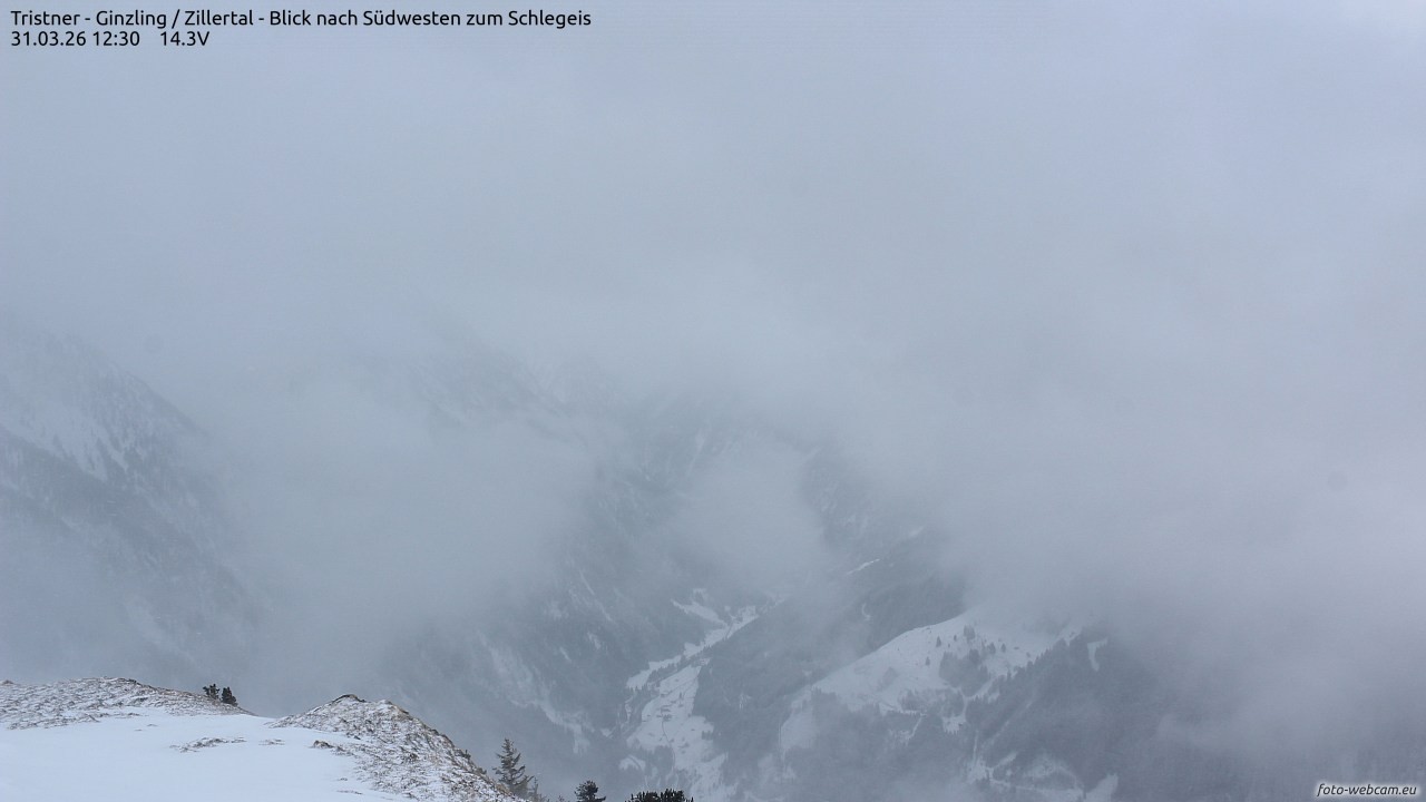 Archiv Foto Webcam Tristner/ Zillertal - Blick zum Grinberg