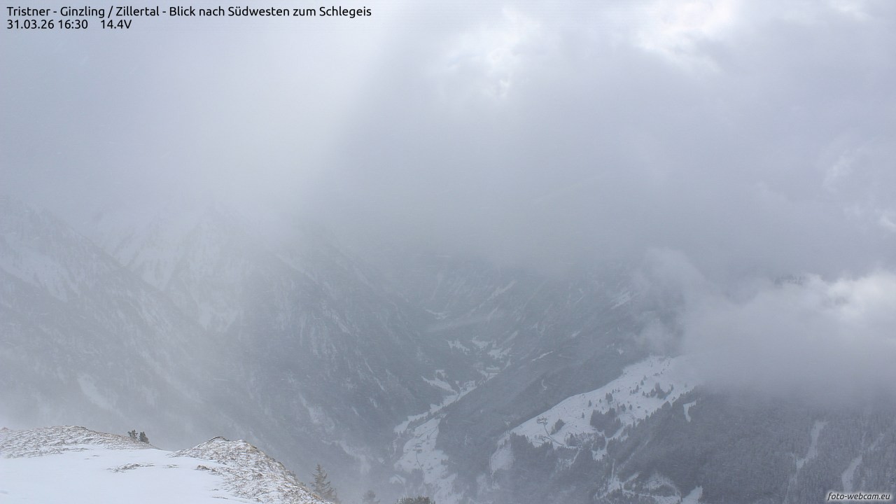 Archiv Foto Webcam Tristner/ Zillertal - Blick zum Grinberg