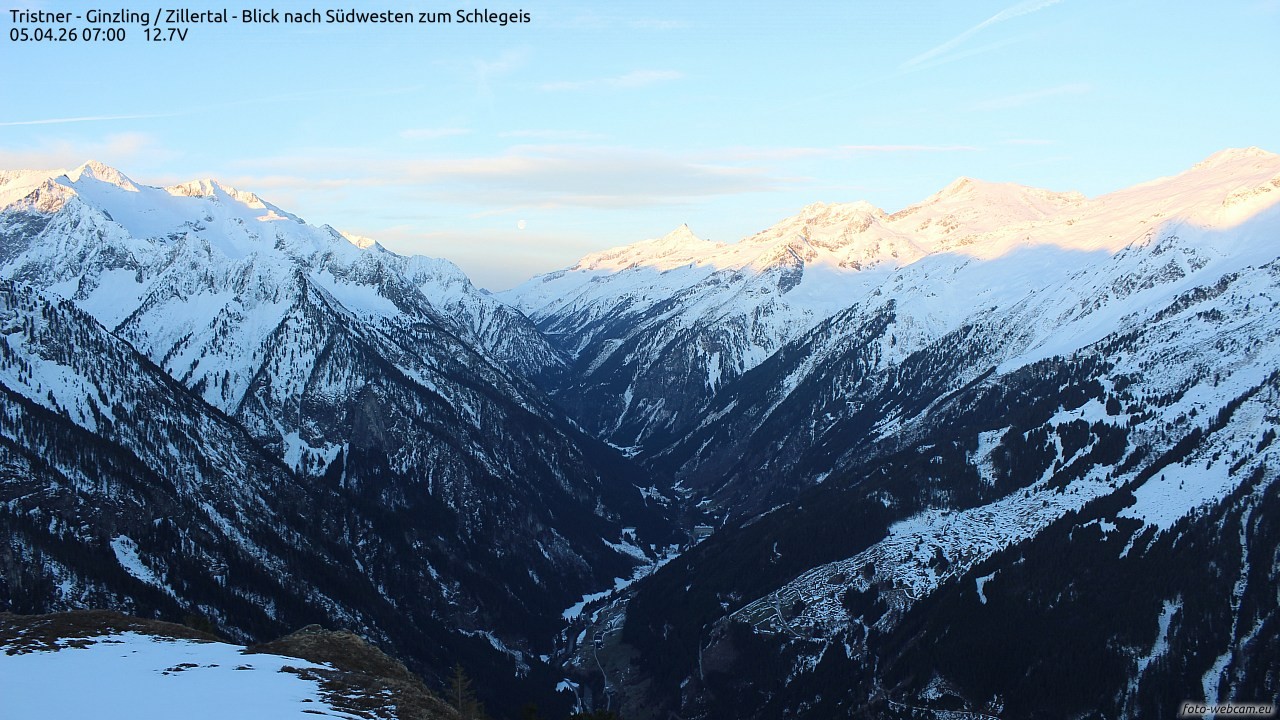 Archiv Foto Webcam Tristner/ Zillertal - Blick zum Grinberg