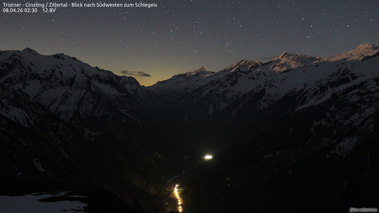 Archiv Foto Webcam Tristner/ Zillertal - Blick zum Grinberg