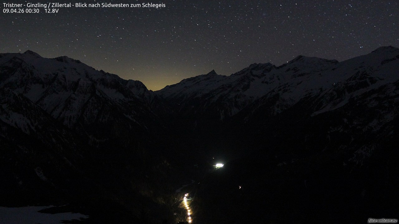 Archiv Foto Webcam Tristner/ Zillertal - Blick zum Grinberg