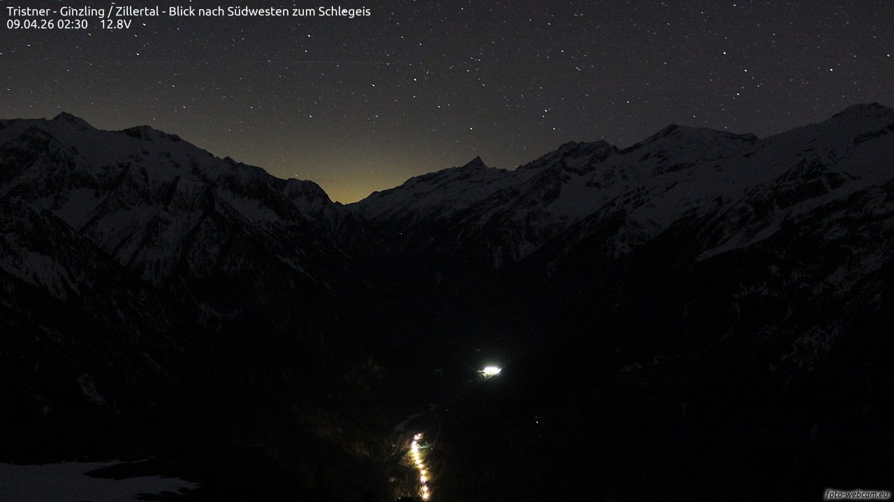 Archiv Foto Webcam Tristner/ Zillertal - Blick zum Grinberg