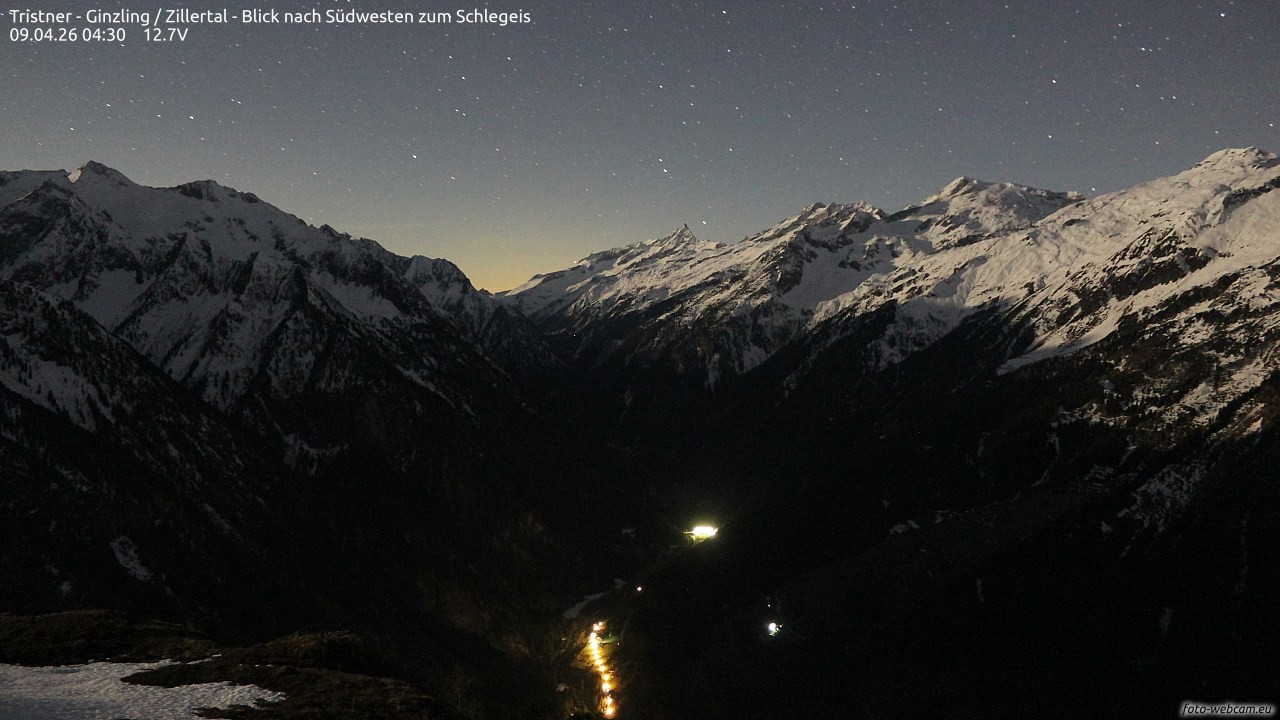 Archiv Foto Webcam Tristner/ Zillertal - Blick zum Grinberg